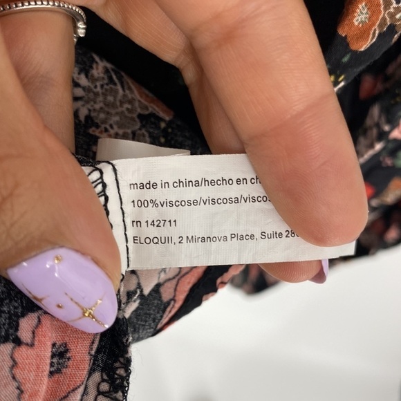 Eloquii Elements Floral Ruffle Scoop Neck Long Sleeve Blouse - Picture 8 of 8